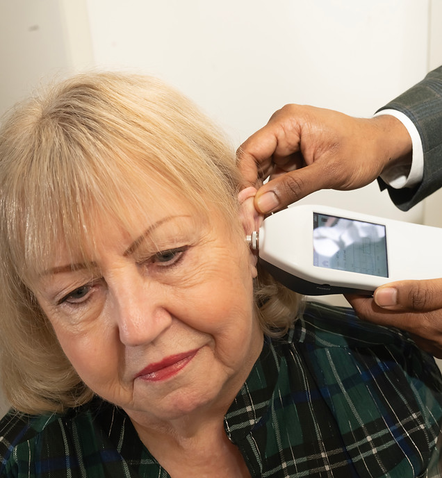 Patient having a hearing test